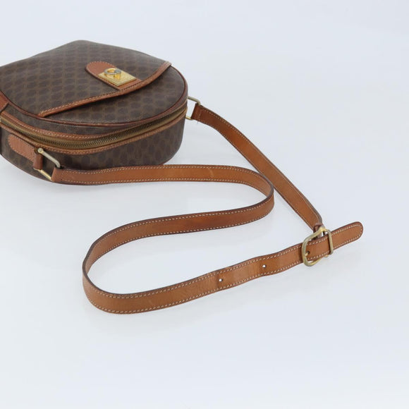 CELINE Macadam Canvas Shoulder Bag PVC Leather Brown Gold Auth ka3621