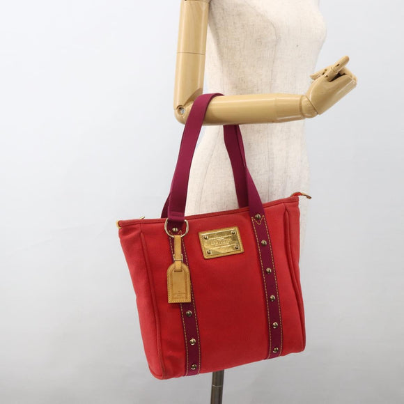 LOUIS VUITTON Antigua Cabas MM Tote Bag Red M40034 LV Auth ka3624