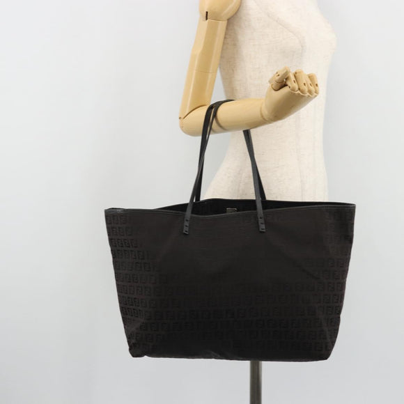 FENDI Zucchino Canvas Tote Bag Schwarz Auth ka3627