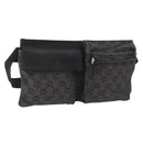 GUCCI GG Canvas Waist bag Black Silver 28556 Auth ka3628-1