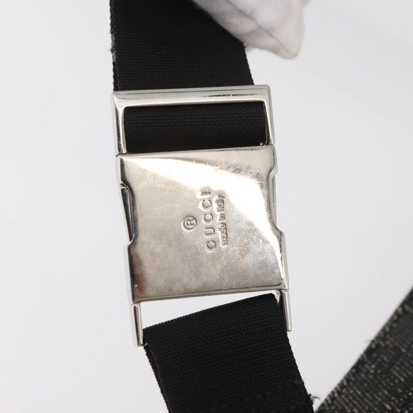 GUCCI GG Canvas Waist bag Black Silver 28556 Auth ka3628