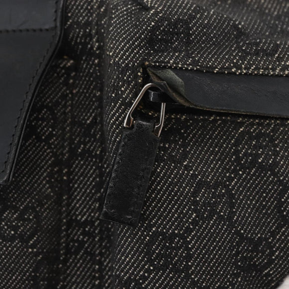 GUCCI GG Canvas Waist bag Black Silver 28556 Auth ka3628