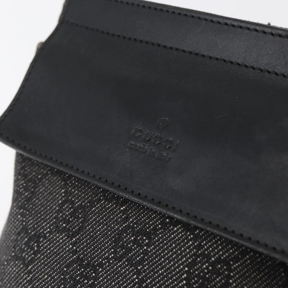 GUCCI GG Canvas Waist bag Black Silver 28556 Auth ka3628