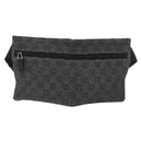 GUCCI GG Canvas Waist bag Black Silver 28556 Auth ka3628-3