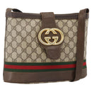 GUCCI GG Supreme Web Sherry Line Bag PVC Beige Gold 23 01 1791 Auth ka3630-1