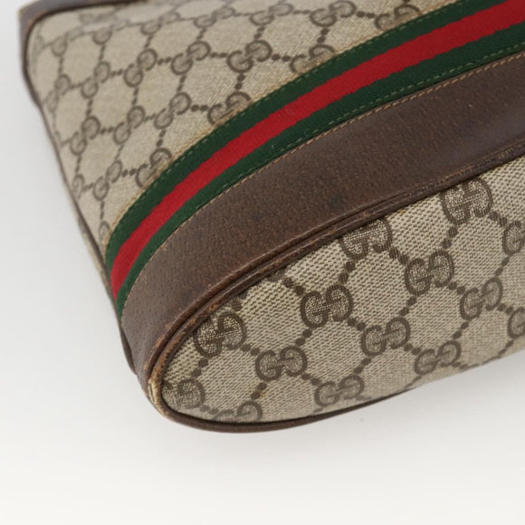 GUCCI GG Supreme Web Sherry Line Bag PVC Beige Gold 23 01 1791 Auth ka3630