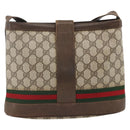 GUCCI GG Supreme Web Sherry Line Bag PVC Beige Gold 23 01 1791 Auth ka3630-2