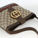 GUCCI GG Supreme Web Sherry Line Bag PVC Beige Gold 23 01 1791 Auth ka3630-6