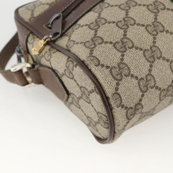 GUCCI GG Supreme Web Sherry Line Shoulder Bag PVC Beige Gold Auth ka3631