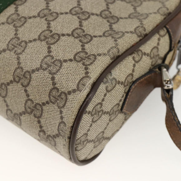 GUCCI GG Supreme Web Sherry Line Shoulder Bag PVC Beige Gold Auth ka3631