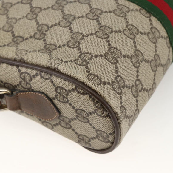 GUCCI GG Supreme Web Sherry Line Shoulder Bag PVC Beige Gold Auth ka3631