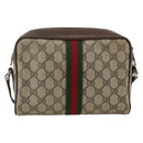 GUCCI GG Supreme Web Sherry Line Shoulder Bag PVC Beige Gold Auth ka3631-2