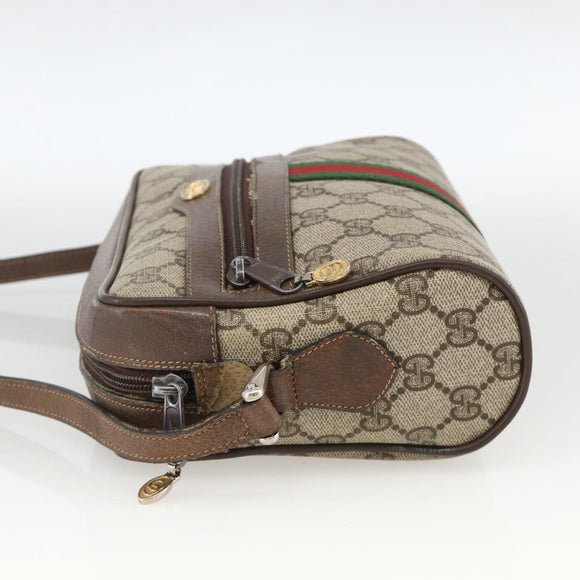 GUCCI GG Supreme Web Sherry Line Shoulder Bag PVC Beige Gold Auth ka3631