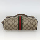 GUCCI GG Supreme Web Sherry Line Shoulder Bag PVC Beige Gold Auth ka3631-5