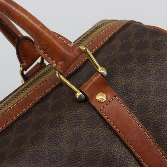 CELINE Macadam Canvas Hand Bag PVC Leather Brown Gold Auth ka3635