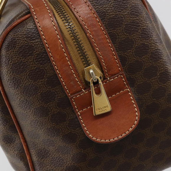 CELINE Macadam Canvas Hand Bag PVC Leather Brown Gold Auth ka3635