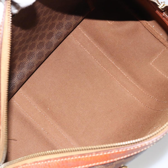 CELINE Macadam Canvas Hand Bag PVC Leather Brown Gold Auth ka3635