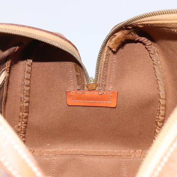 CELINE Macadam Canvas Hand Bag PVC Leather Brown Gold Auth ka3635