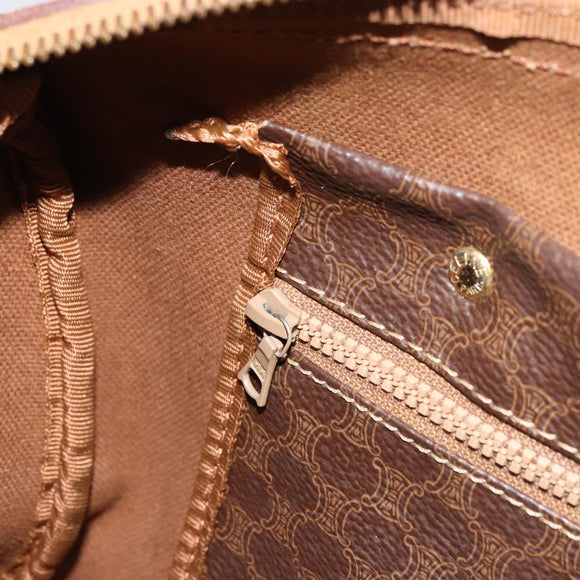 CELINE Macadam Canvas Hand Bag PVC Leather Brown Gold Auth ka3635