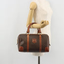 CELINE Macadam Canvas Hand Bag PVC Leather Brown Gold Auth ka3635-22