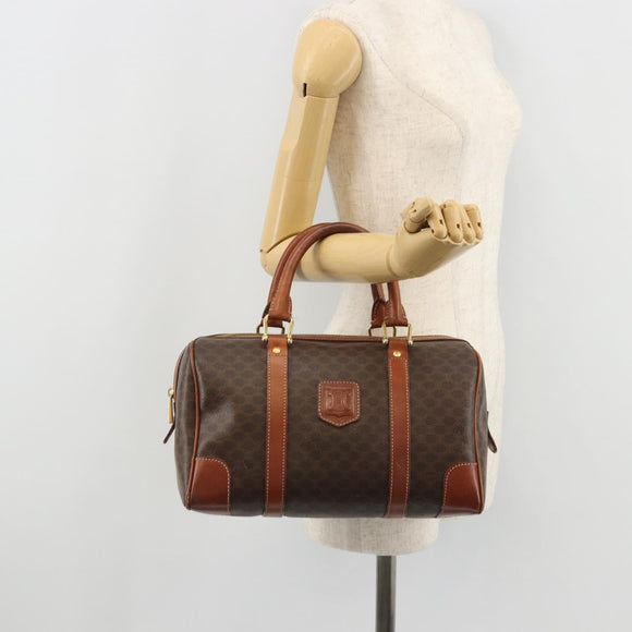CELINE Macadam Canvas Hand Bag PVC Leather Brown Gold Auth ka3635