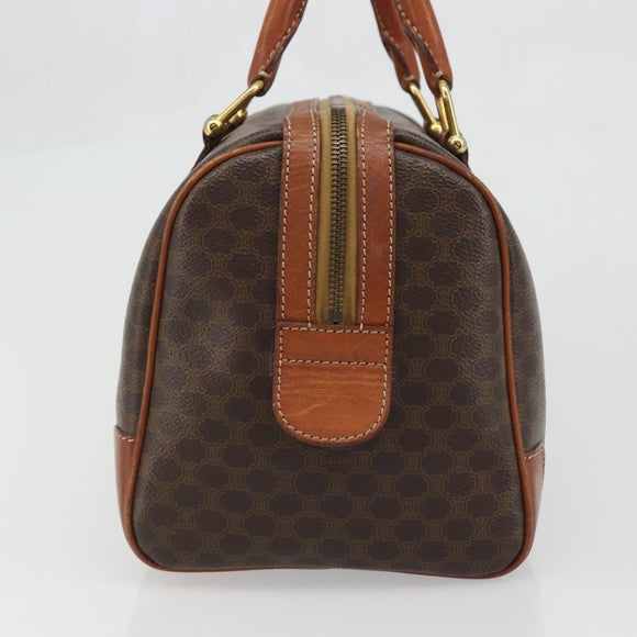 CELINE Macadam Canvas Hand Bag PVC Leather Brown Gold Auth ka3635