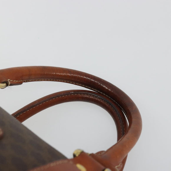 CELINE Macadam Canvas Hand Bag PVC Leather Brown Gold Auth ka3635