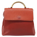 LOEWE Velazquez Hand Bag Leather 2way Orange Gold Auth ka3639-13