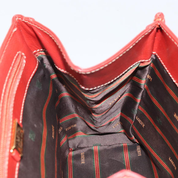 LOEWE Velazquez Hand Bag Leather 2way Orange Gold Auth ka3639
