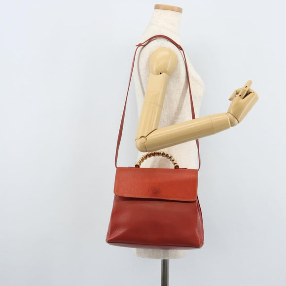 LOEWE Velazquez Hand Bag Leather 2way Orange Gold Auth ka3639