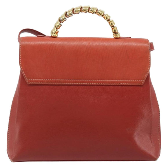 LOEWE Velazquez Hand Bag Leather 2way Orange Gold Auth ka3639