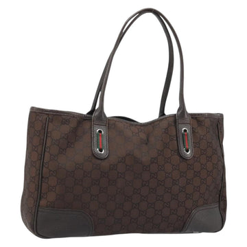 GUCCI GG Canvas Web Sherry Line Bag Nylon Outlet Brown Silver 293592 Auth ka3641