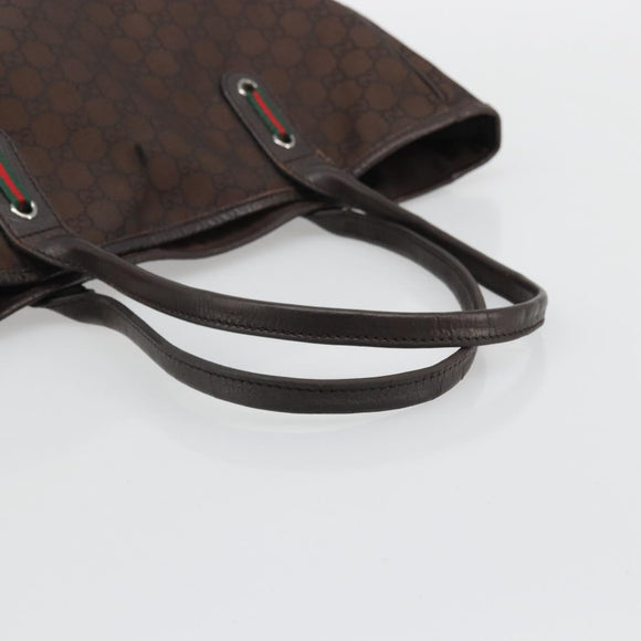 GUCCI GG Canvas Web Sherry Line Bag Nylon Outlet Brown Silver 293592 Auth ka3641