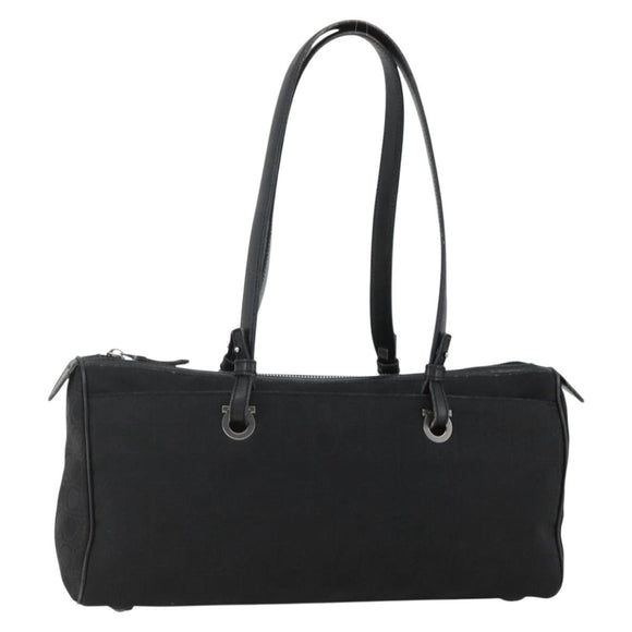 Salvatore Ferragamo Shoulder Bag Canvas Black Silver Auth ka3648