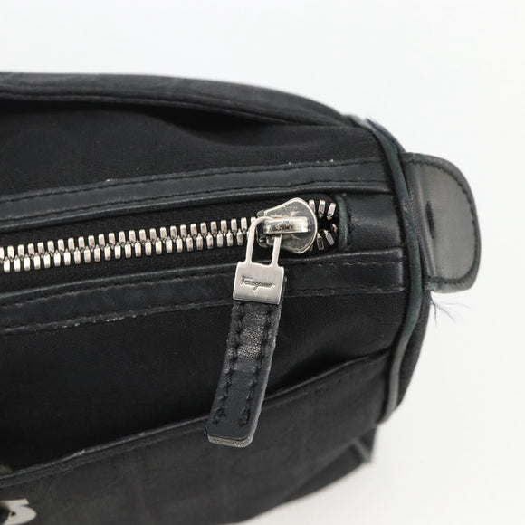 Salvatore Ferragamo Shoulder Bag Canvas Black Silver Auth ka3648