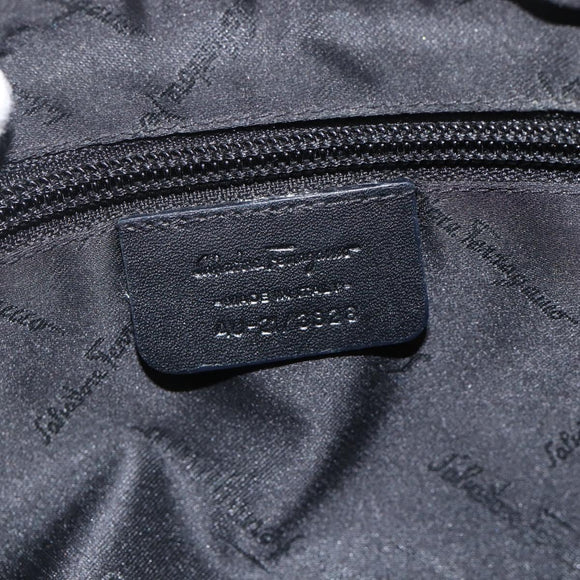 Salvatore Ferragamo Shoulder Bag Canvas Black Silver Auth ka3648