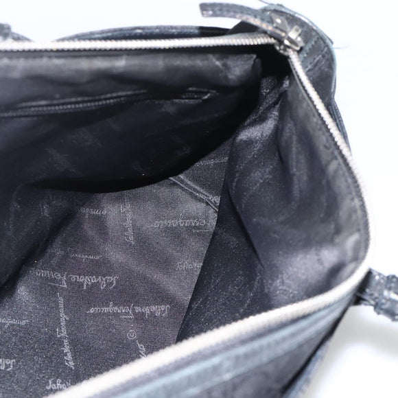 Salvatore Ferragamo Shoulder Bag Canvas Black Silver Auth ka3648
