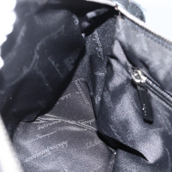Salvatore Ferragamo Shoulder Bag Canvas Black Silver Auth ka3648