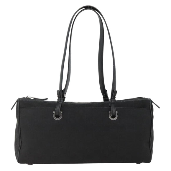 Salvatore Ferragamo Shoulder Bag Canvas Black Silver Auth ka3648