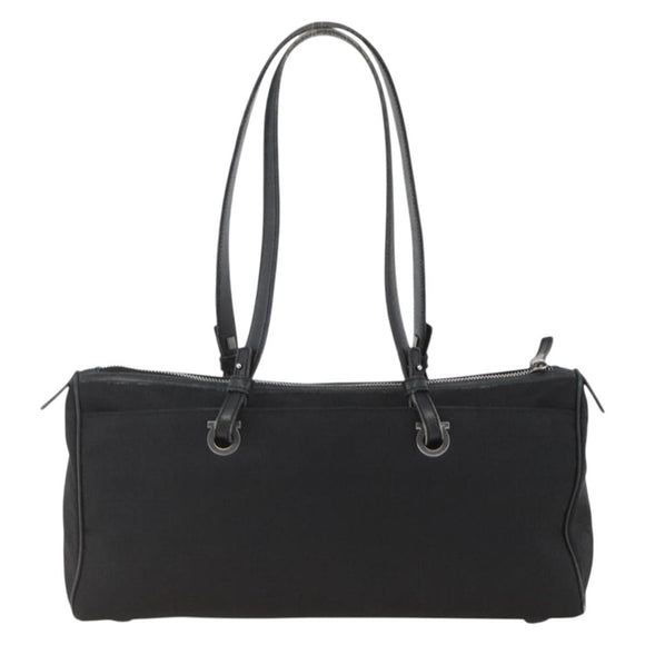 Salvatore Ferragamo Shoulder Bag Canvas Black Silver Auth ka3648