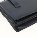 Christian Dior Hand Bag Leather Gold Navy Auth ka3651-16