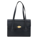 Christian Dior Hand Bag Leather Gold Navy Auth ka3651-13