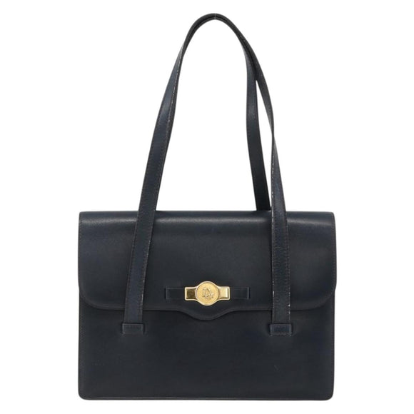Christian Dior Hand Bag Leather Gold Navy Auth ka3651