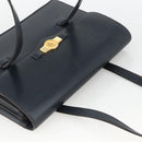 Christian Dior Hand Bag Leather Gold Navy Auth ka3651-6
