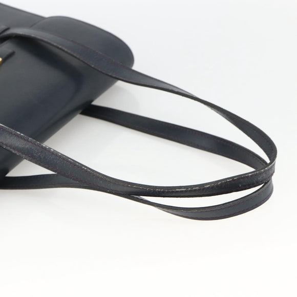 Christian Dior Hand Bag Leather Gold Navy Auth ka3651