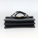 Christian Dior Hand Bag Leather Gold Navy Auth ka3651-5