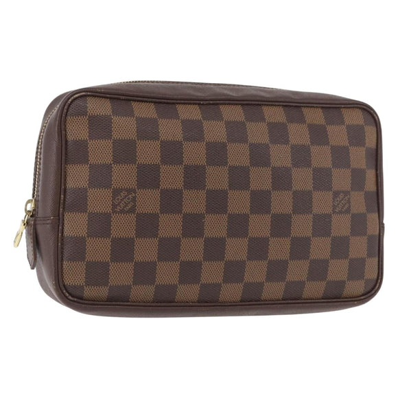 LOUIS VUITTON Damier Ebene Trousse Toilette 25 Clutch Bag N47624 LV Auth ka3656