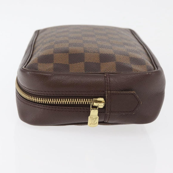 LOUIS VUITTON Damier Ebene Trousse Toilette 25 Clutch Bag N47624 LV Auth ka3656