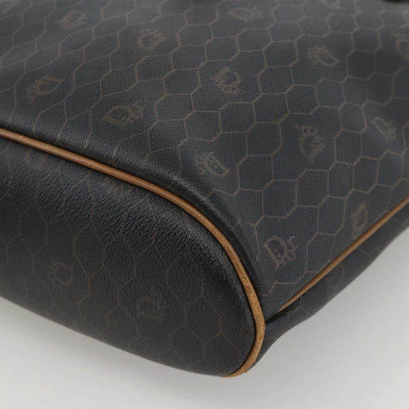 Christian Dior Honeycomb Canvas Tote Bag PVC Black Gold Auth ka3658