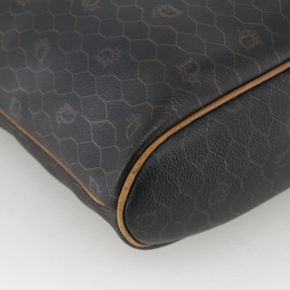 Christian Dior Honeycomb Canvas Tote Bag PVC Black Gold Auth ka3658